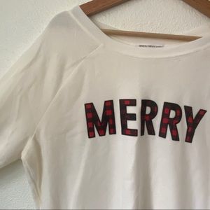 Women’s white crew neck sweatshirt merry (xmas)